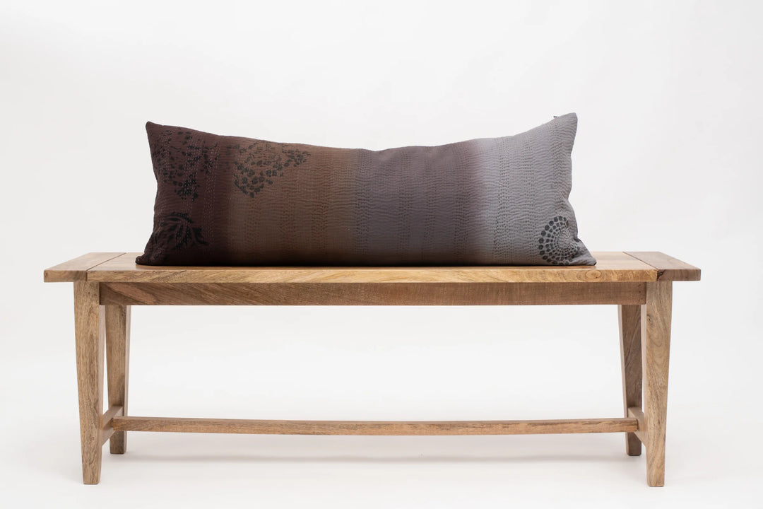 Cotton Ombre Handmade Kantha Lumber Pillow -Chocolate