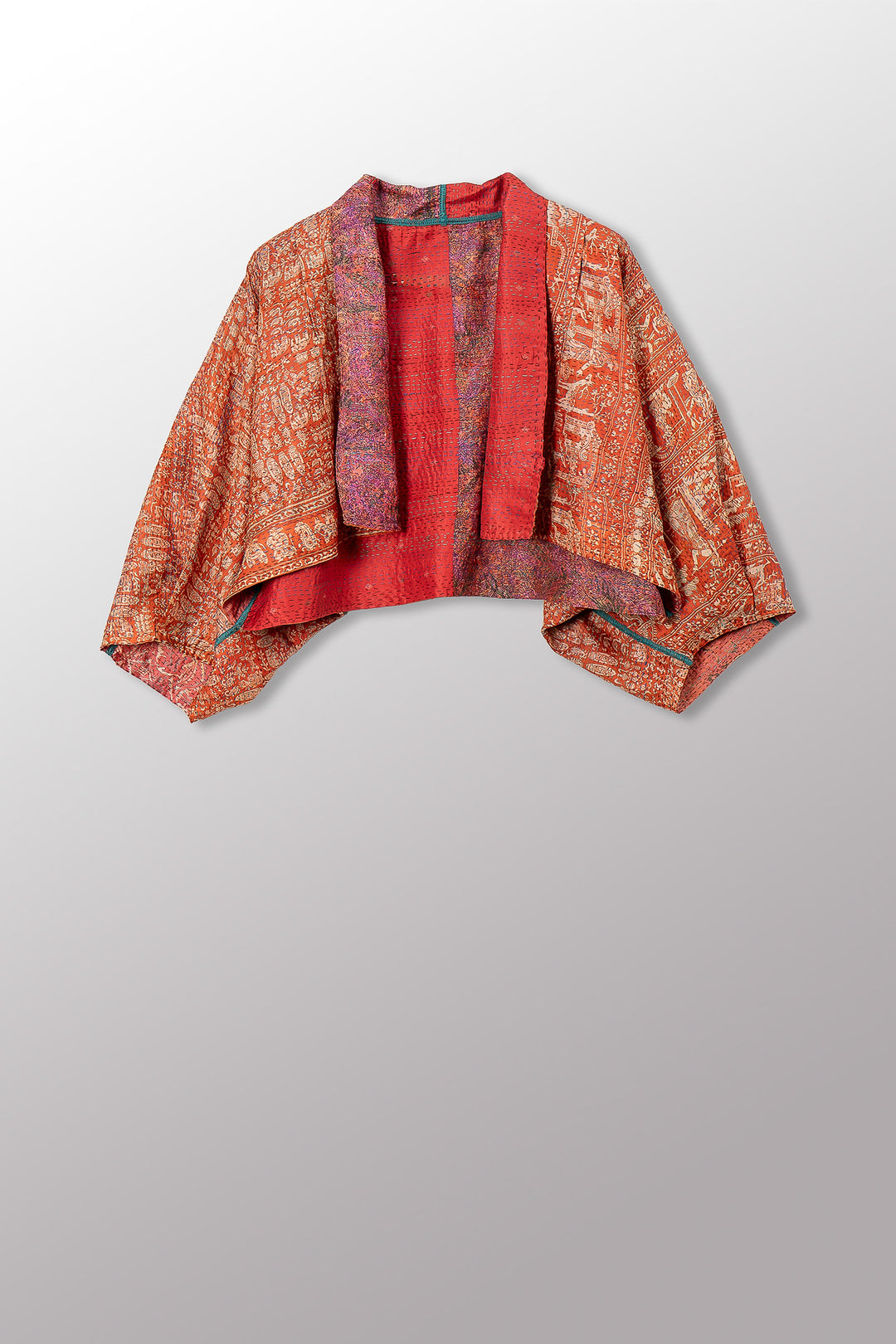 VINTAGE SILK KANTHA PUFF SLV. SHRUG - sv2062-0029a -