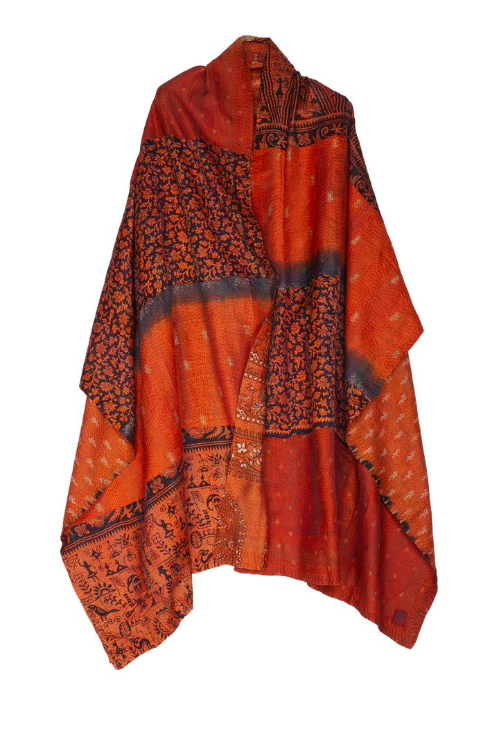 VINTAGE SILK KANTHA SHAWL LARGE - sv2803-0008a -