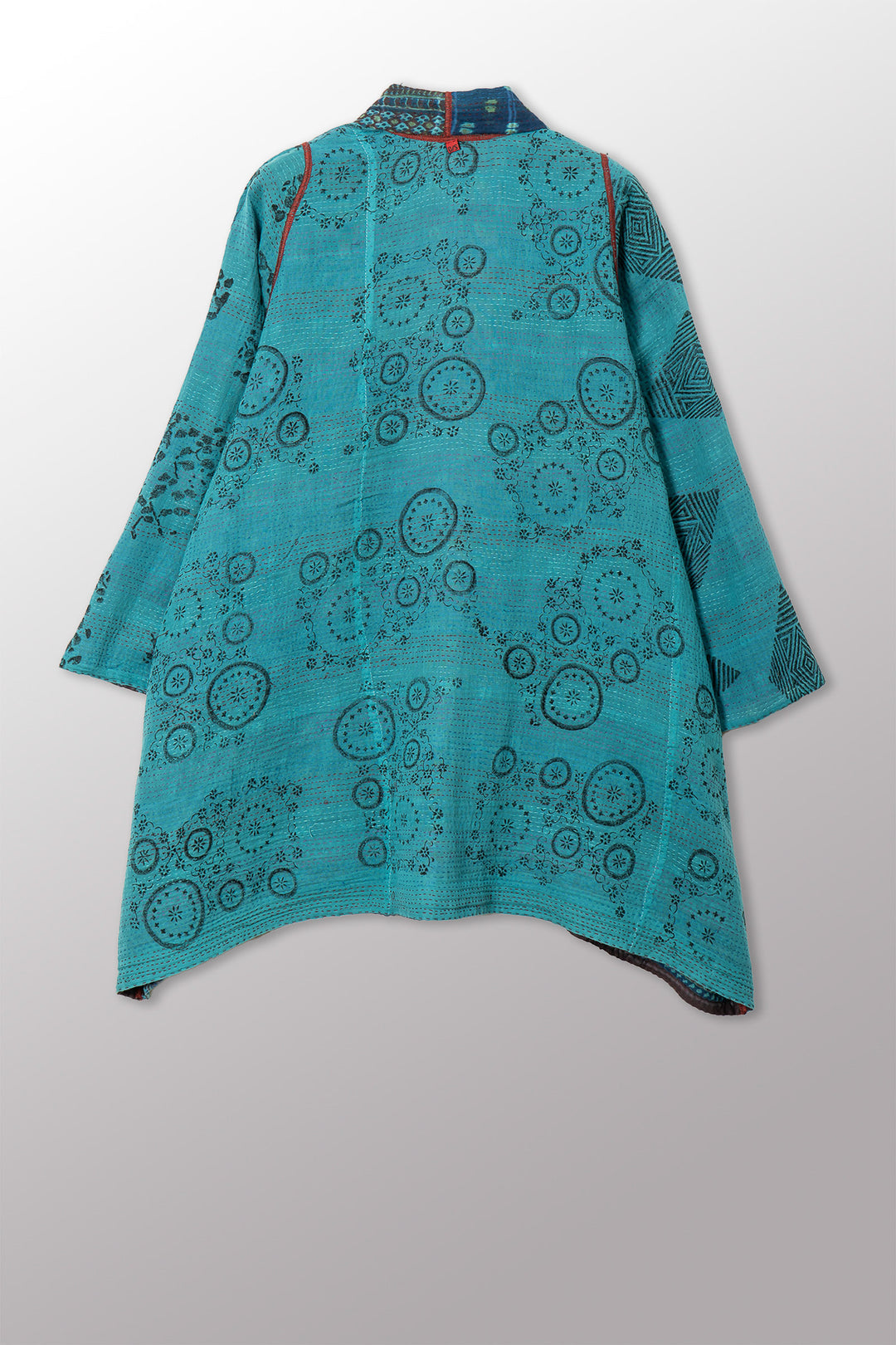 VINTAGE COTTON & NEW VOILE KANTHA A-LINE JKT - cn2003-0009a -
