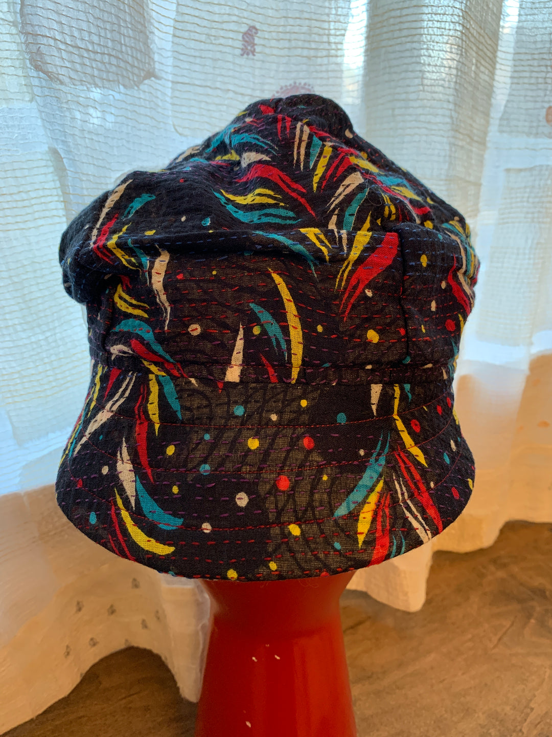 PATCHED & LEAVES KANTHA HALF BRIM HAT - pl2881-blk -