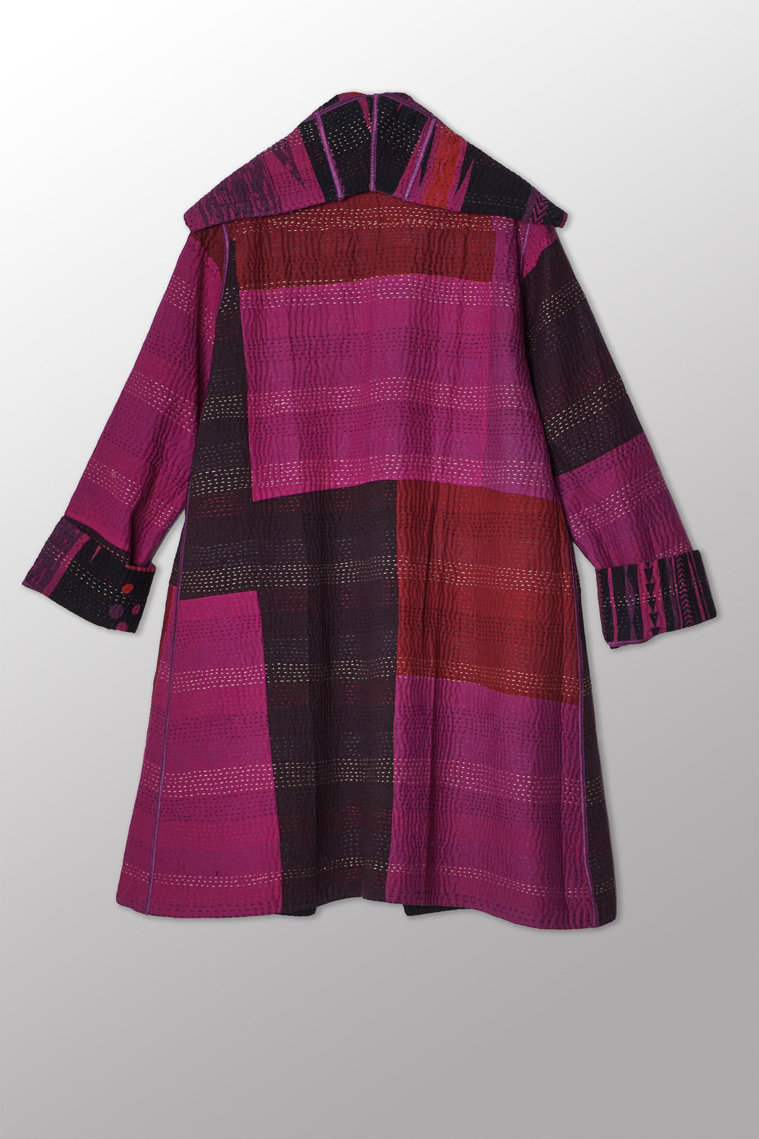 OVERDYED MONOTONE IKAT KANTHA POCKET MEDIUM COAT - ov-mi4316-pik -