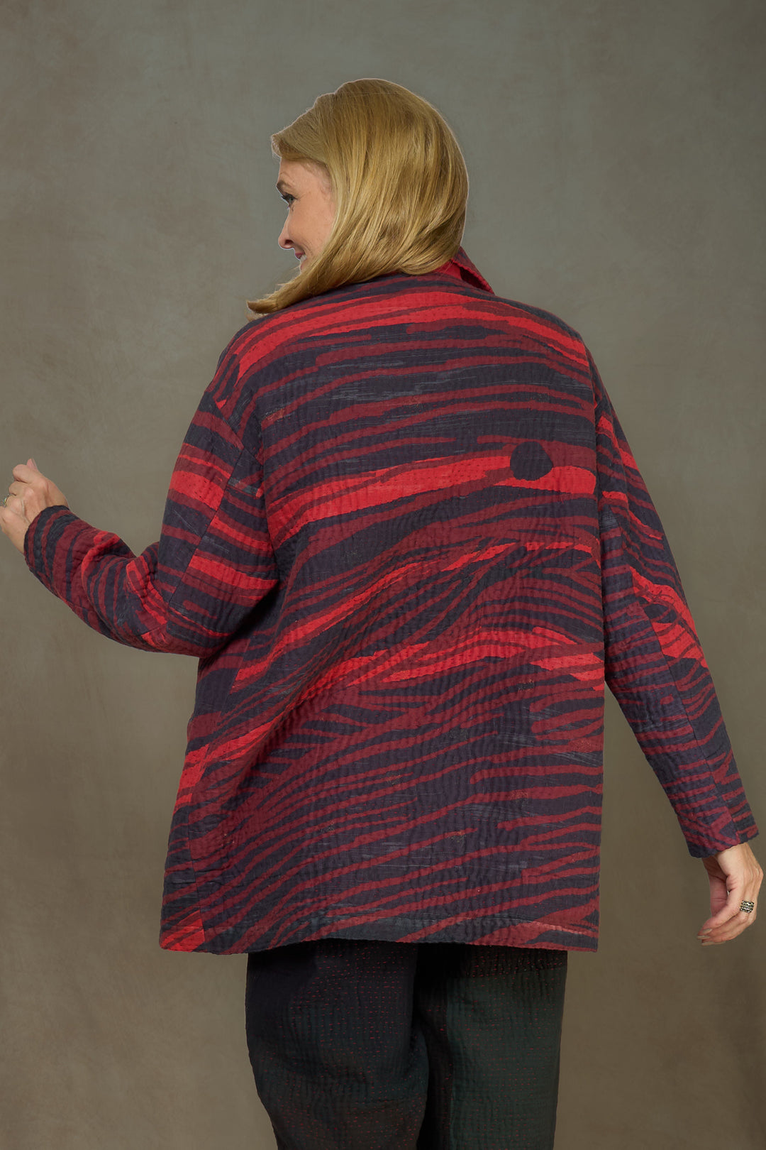 MAGMA AND OMBRE KANTHA LAPELED MEDIUM JKT - mw5080-red -