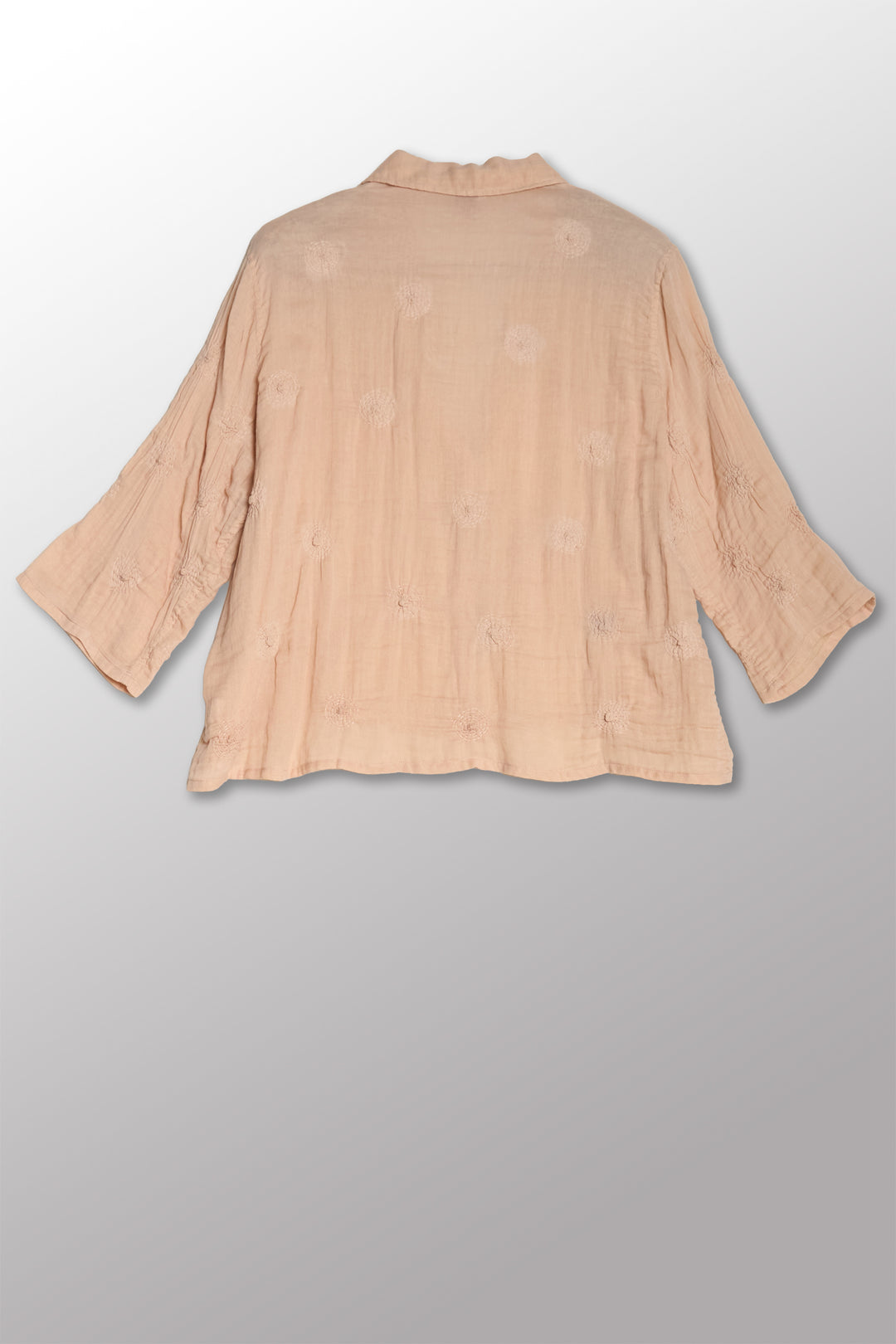 GAUZE SHIBORI GARMENT KANTHA CLOPPED SHIRT - bl-gg2590-pik -