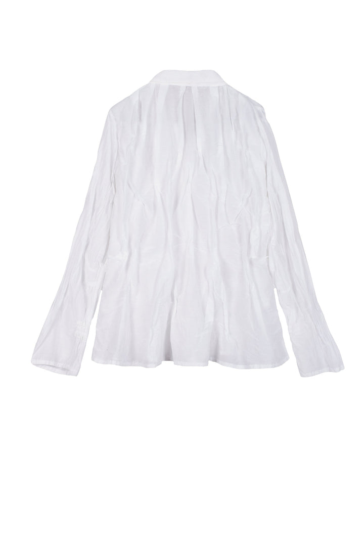 DYED COTTON SILK VOILE WAVY TUCKED SHIRT - dc1541-wht -