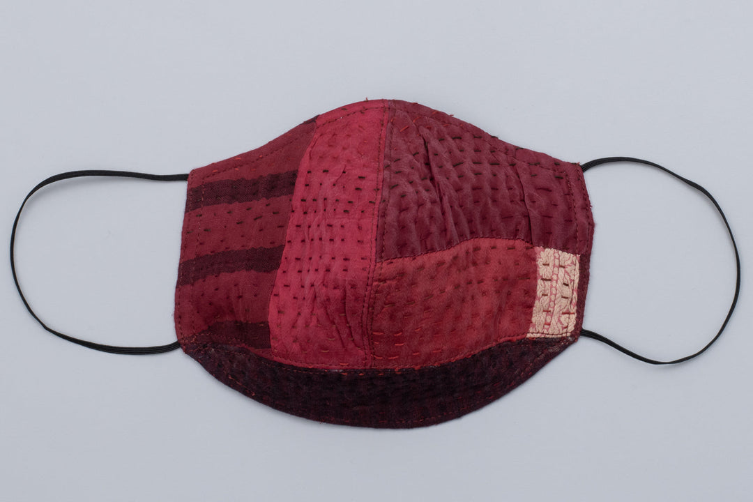 COTTON SILK SW PATCH KANTHA A-LINE JKT - ws4003-red -