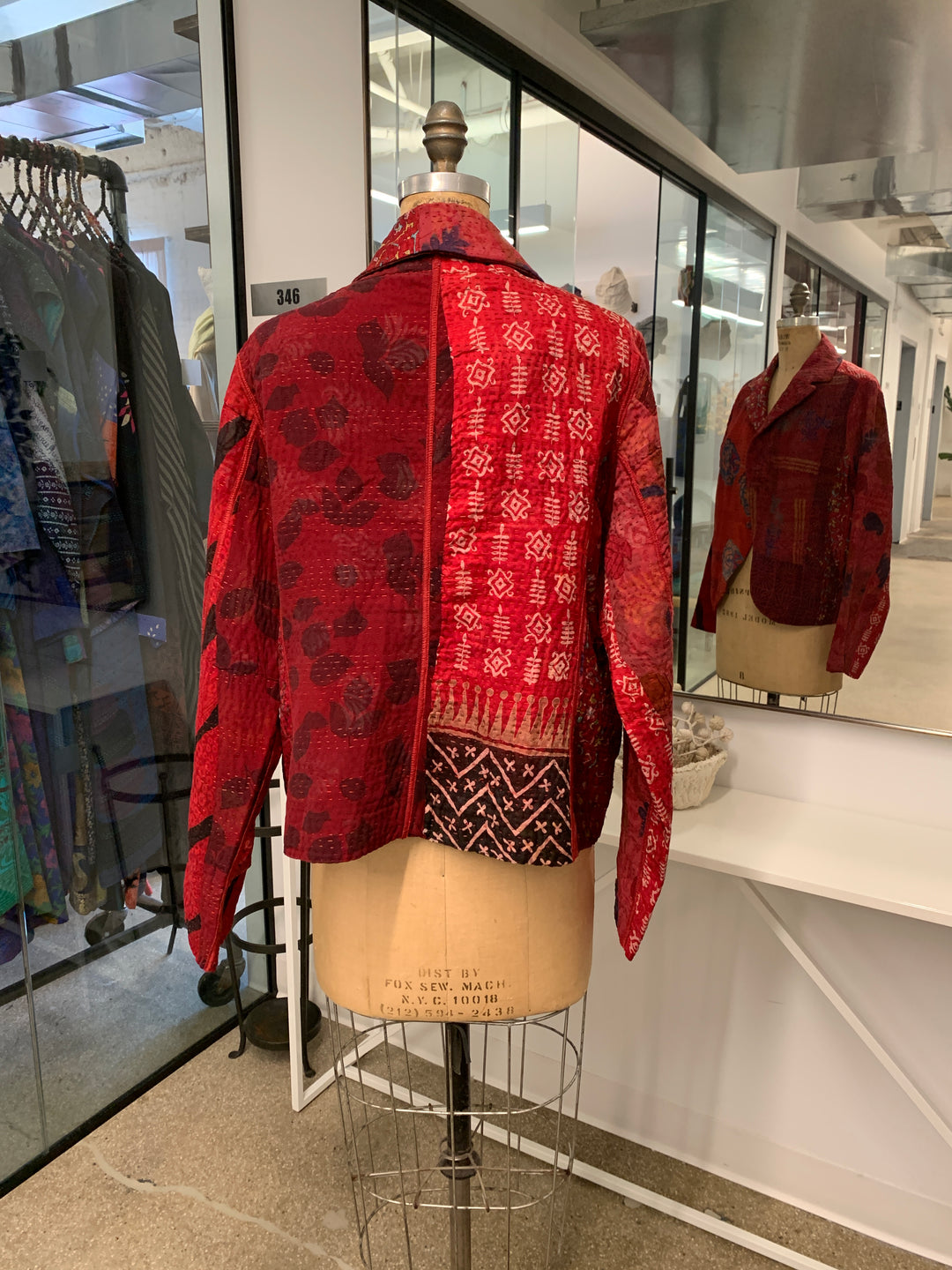 JACQUARD SILK KANTHA CROPPED BASIC JACKET - js4096-mar -