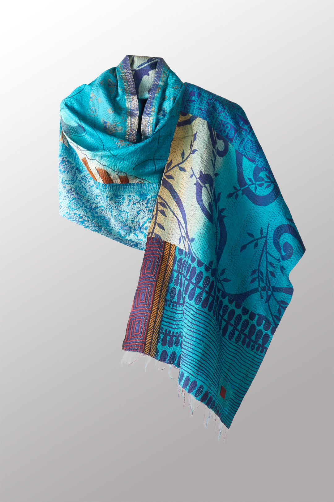 VINTAGE SILK KANTHA SCARF STANDARD - sv2801-0001a -