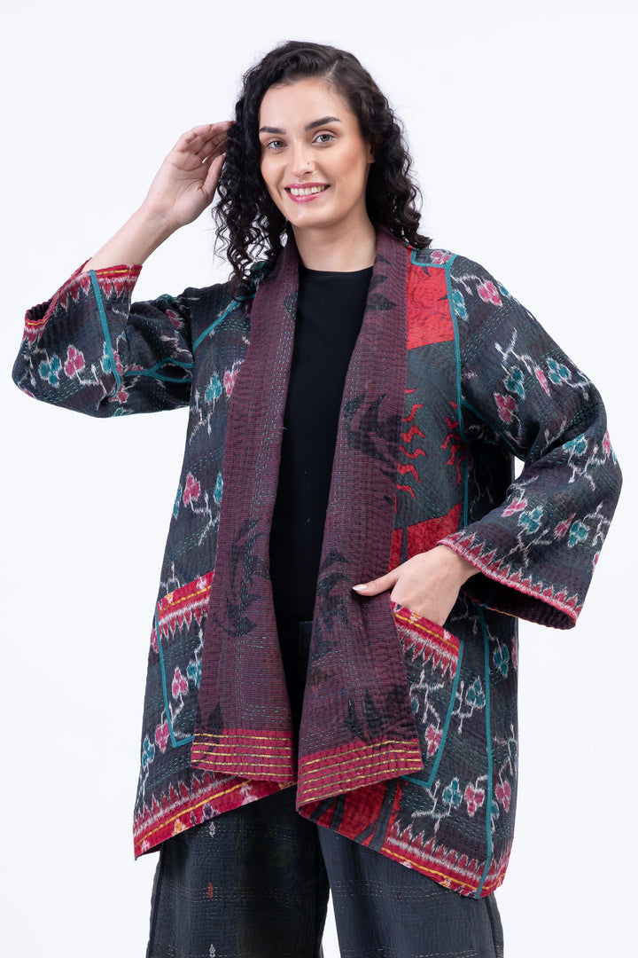 VINTAGE COTTON KANTHA A-LINE JKT - cv4003-0454a -