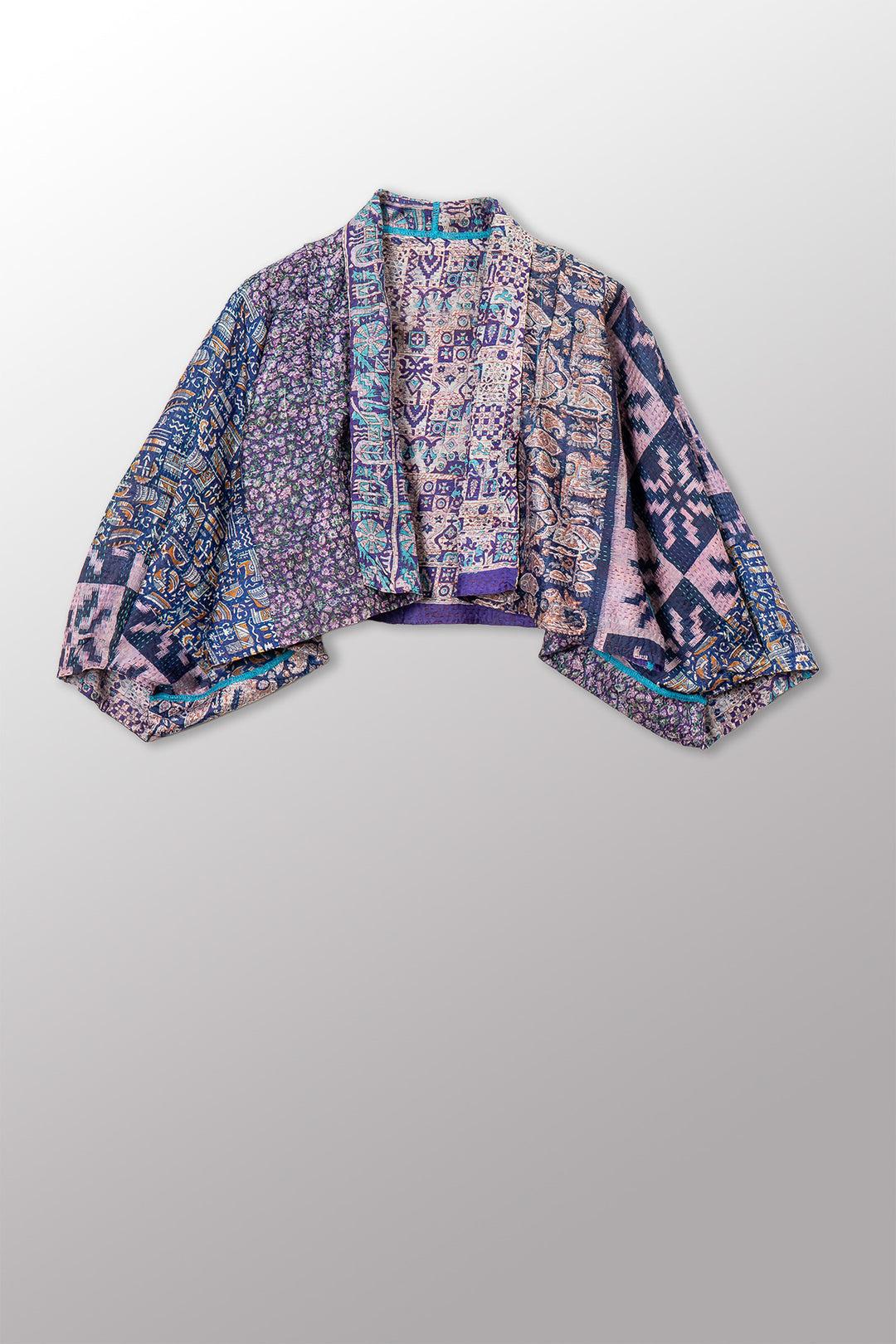 VINTAGE SILK KANTHA PUFF SLV. SHRUG - sv2062-0042a -