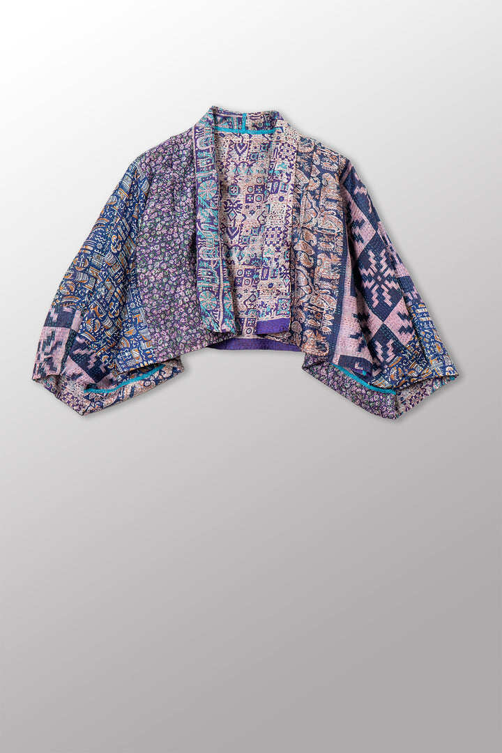 VINTAGE SILK KANTHA PUFF SLV. SHRUG - sv2062-0042a -