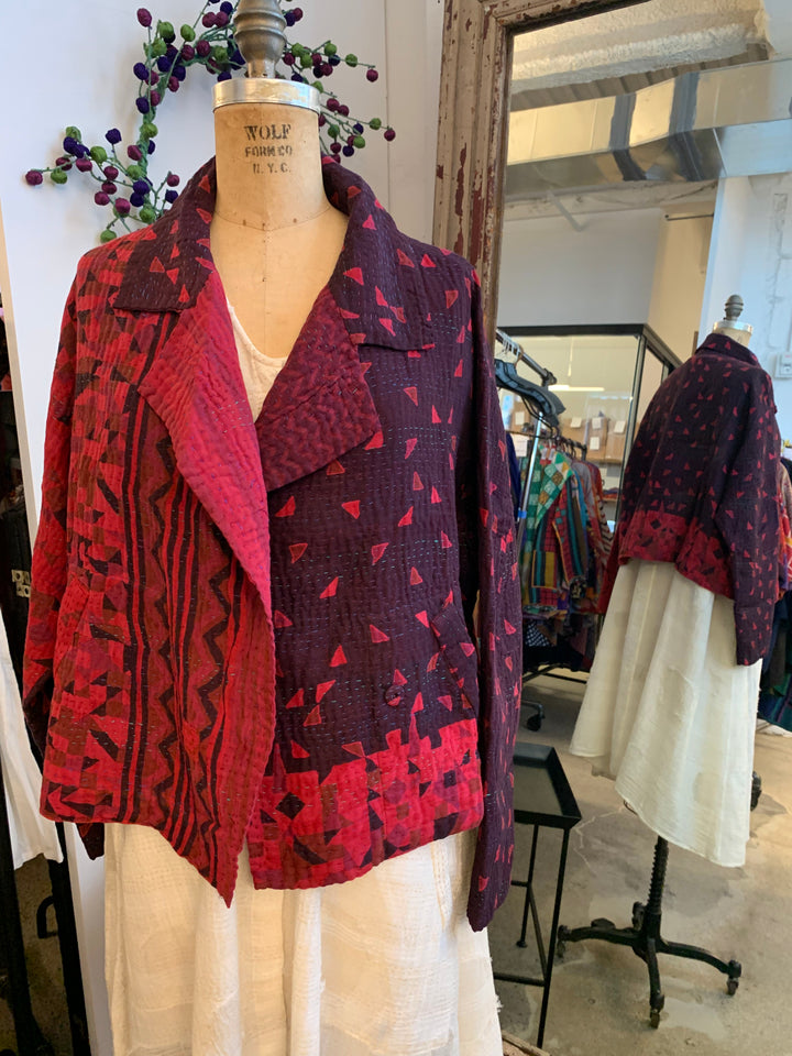 COTTON OVERDYE KANTHA LAPELED SHORT JKT - ov4081-cred001s -