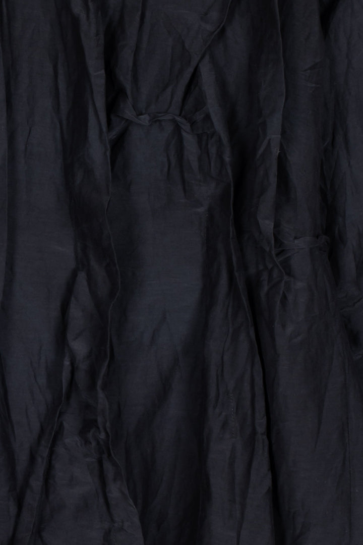 DYED COTTON SILK HEAVY VOILE WAVY TUCKED MEN'S SHIRT - dh1551-blk -