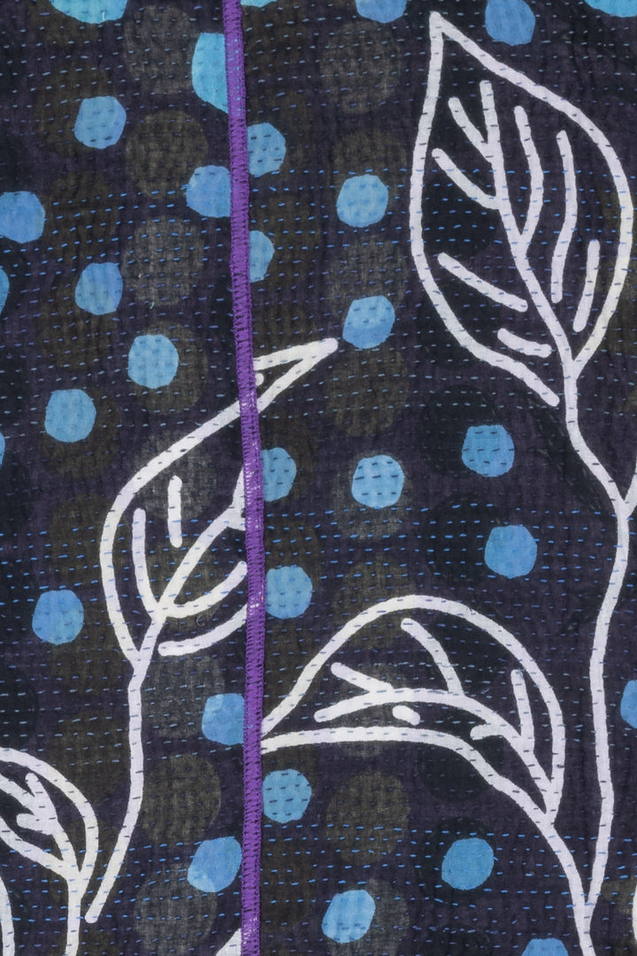 POLKA DOTS & LEAVES KANTHA BASIC JKT - dl4052-blu -