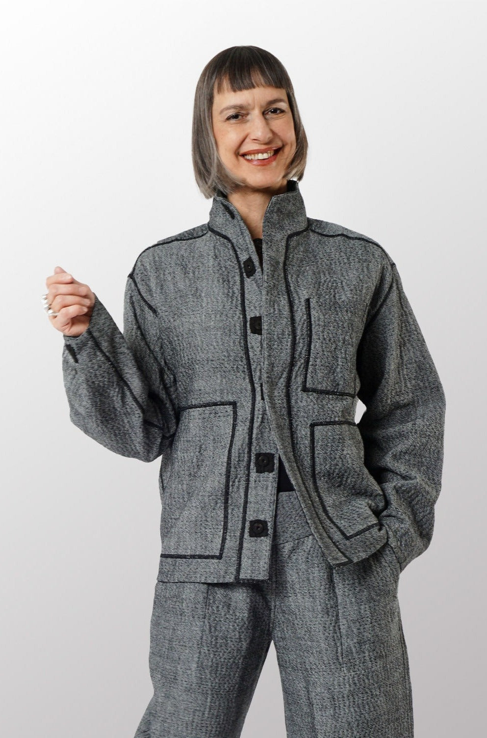 DENIM KANTHA MEN'S BLOUSON - dn3040-gry -