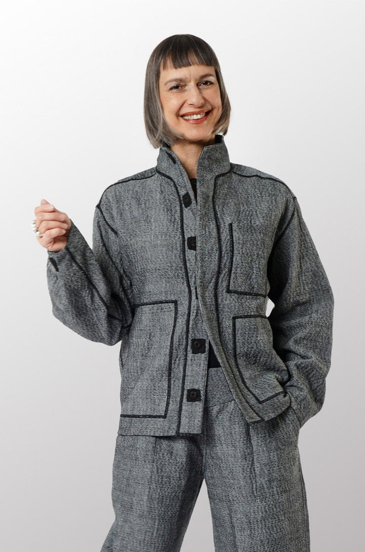 DENIM KANTHA MEN'S BLOUSON - dn3040-gry -