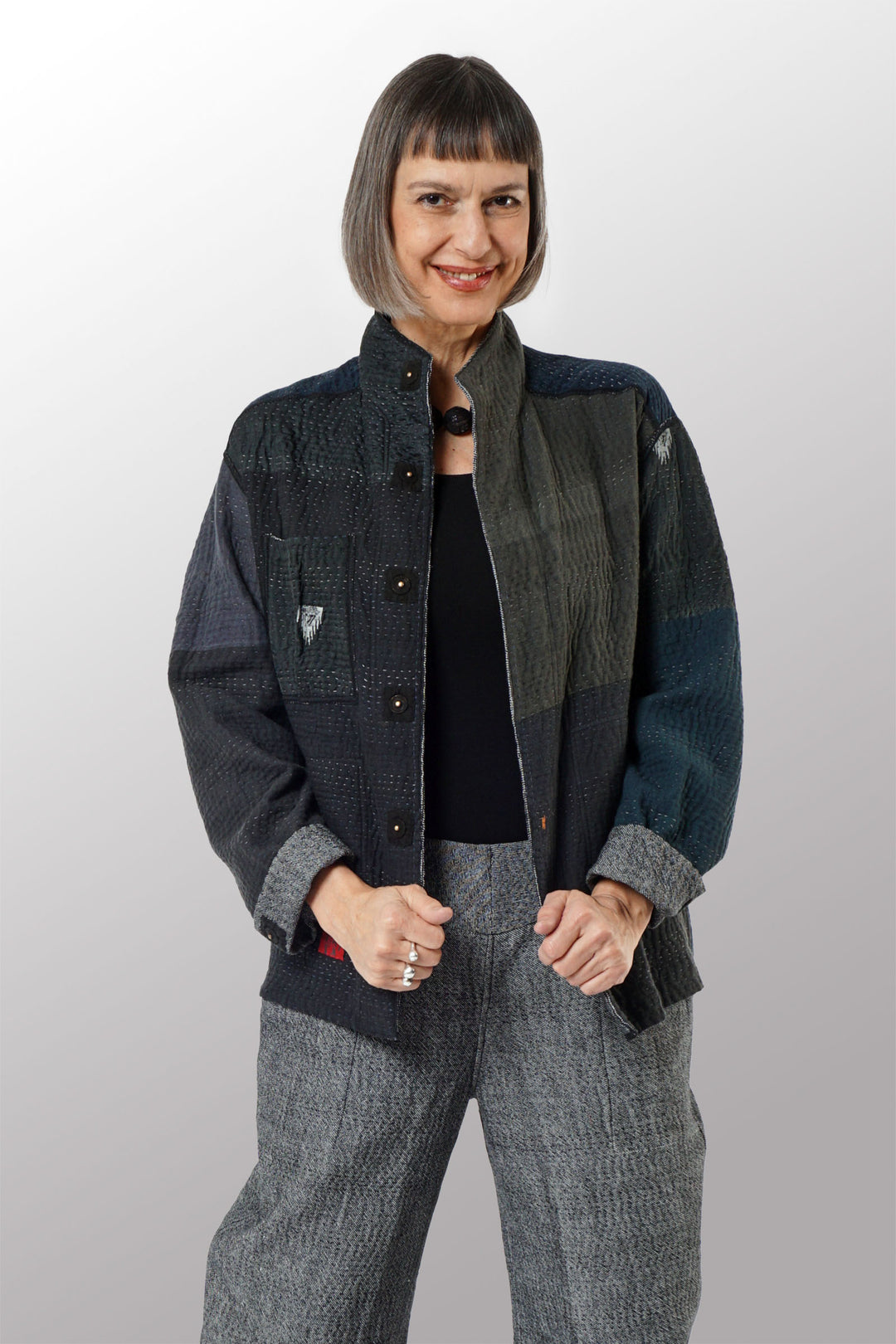 DENIM KANTHA MEN'S BLOUSON - dn3040-gry -