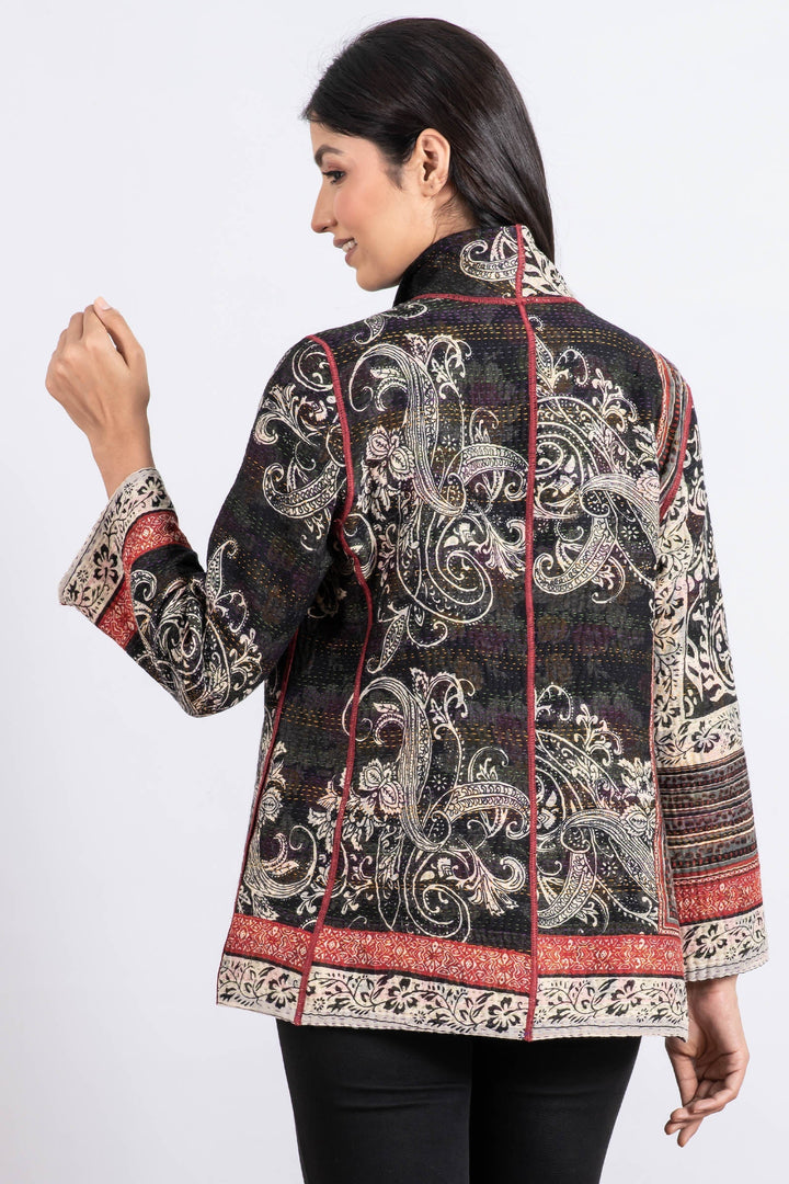 DOT & PAISLEY KANTHA SHORT JKT - dp4007-nvy -