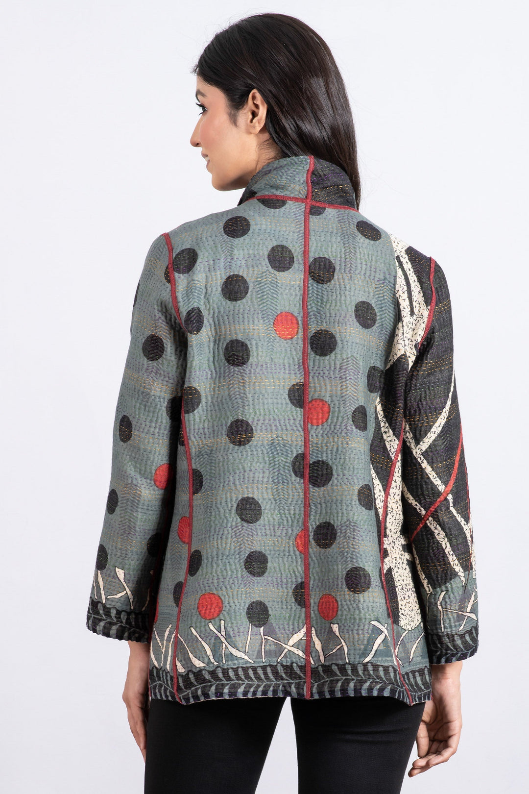 DOT & PAISLEY KANTHA SHORT JKT - dp4007-nvy -
