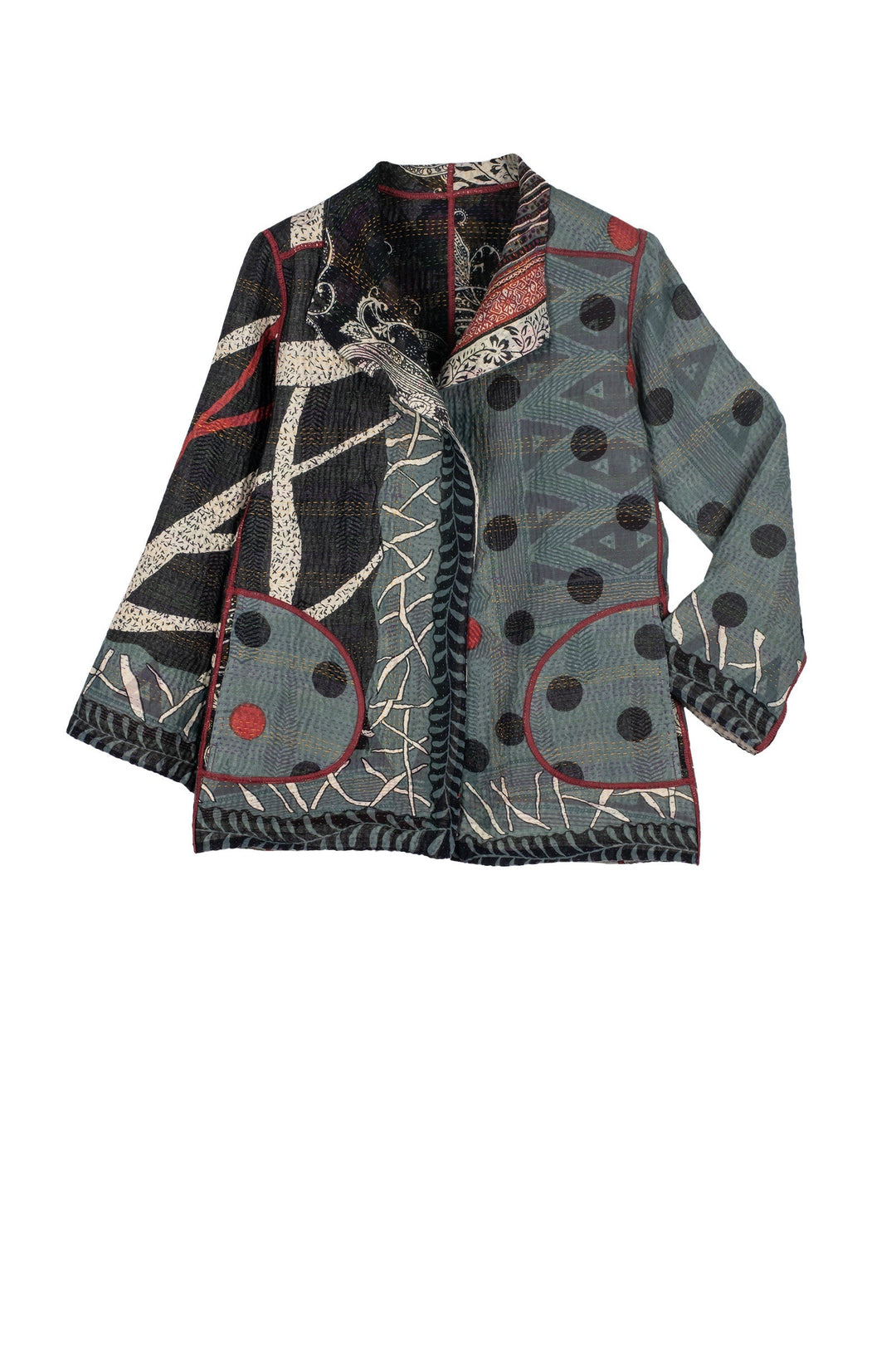DOT & PAISLEY KANTHA SHORT JKT - dp4007-nvy -