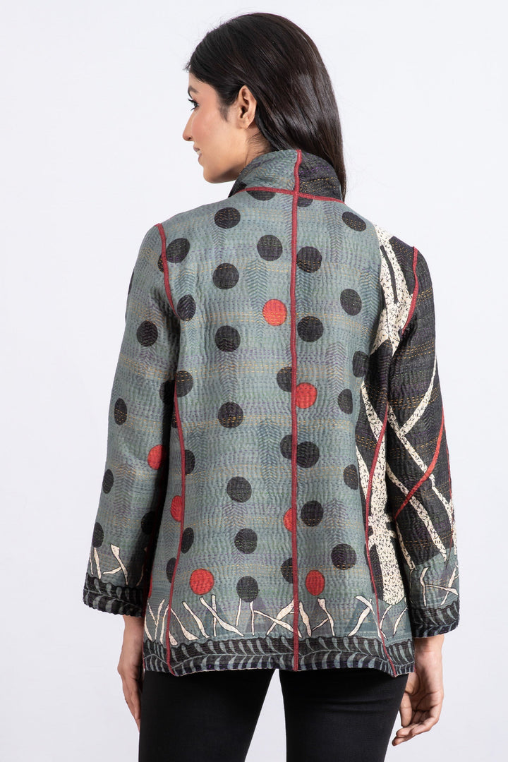 DOT & PAISLEY KANTHA SHORT JKT - dp4007-nvy -