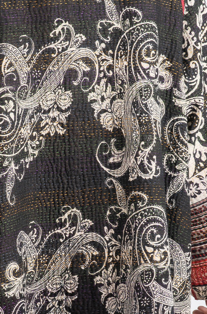 DOT & PAISLEY KANTHA SHORT JKT - dp4007-nvy -