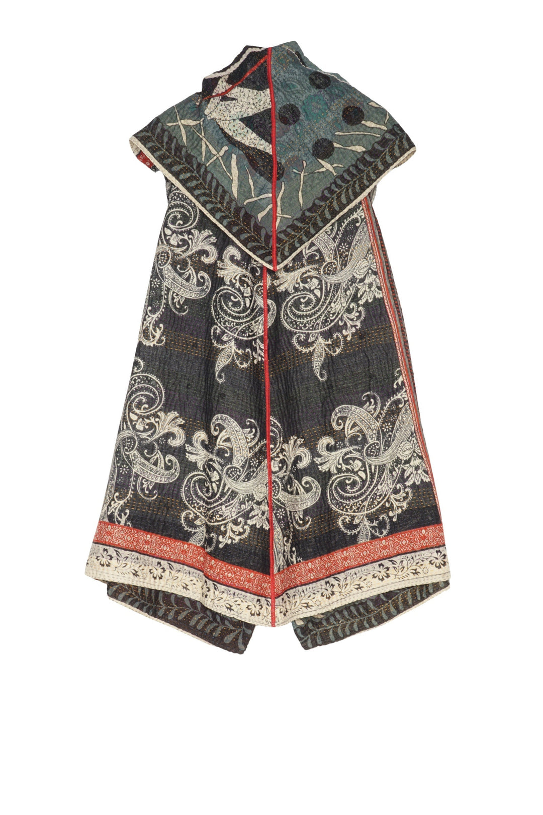 DOT & PAISLEY KANTHA CIRCULAR VEST - dp4201-nvy -