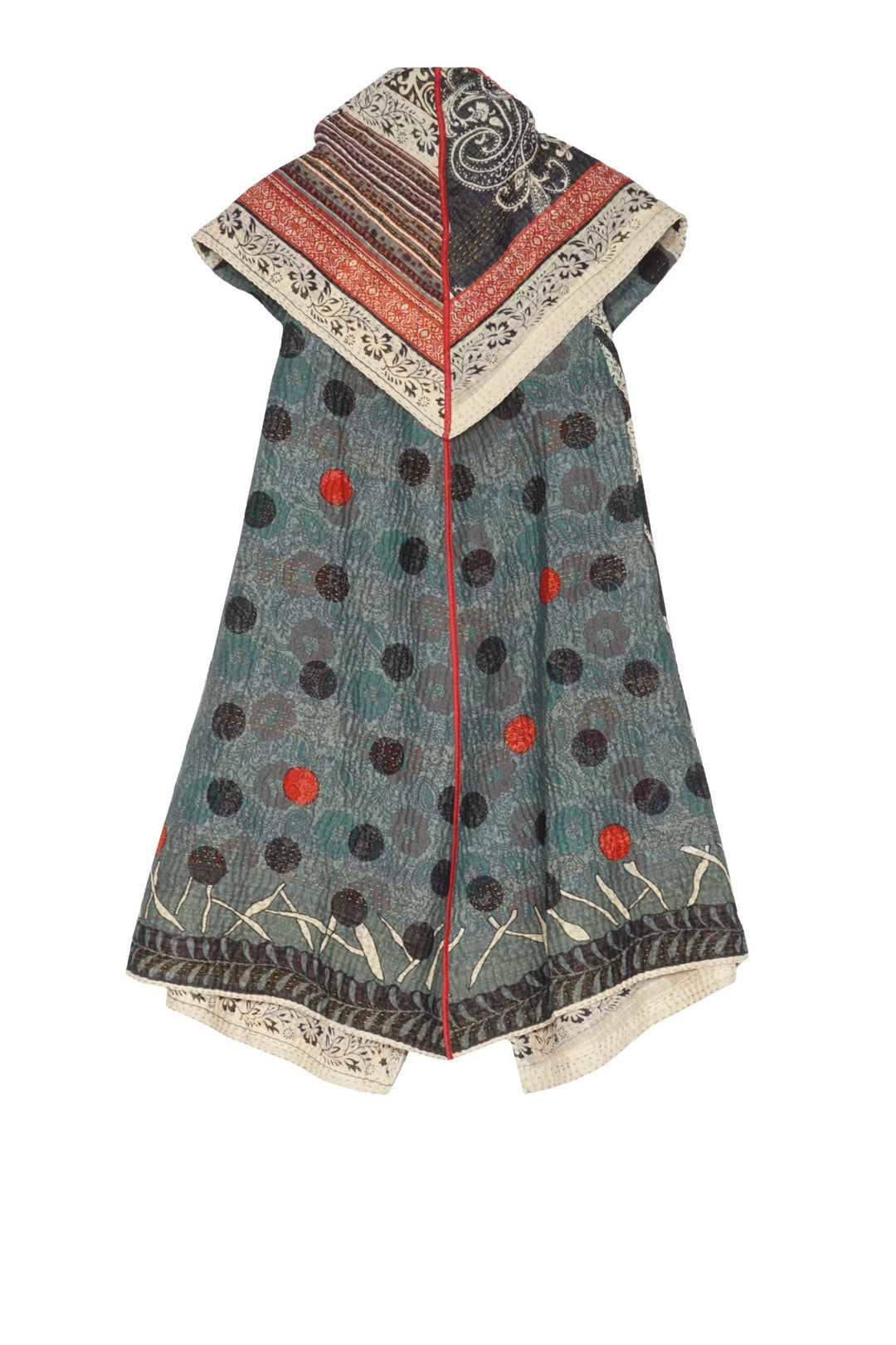 DOT & PAISLEY KANTHA CIRCULAR VEST - dp4201-nvy -