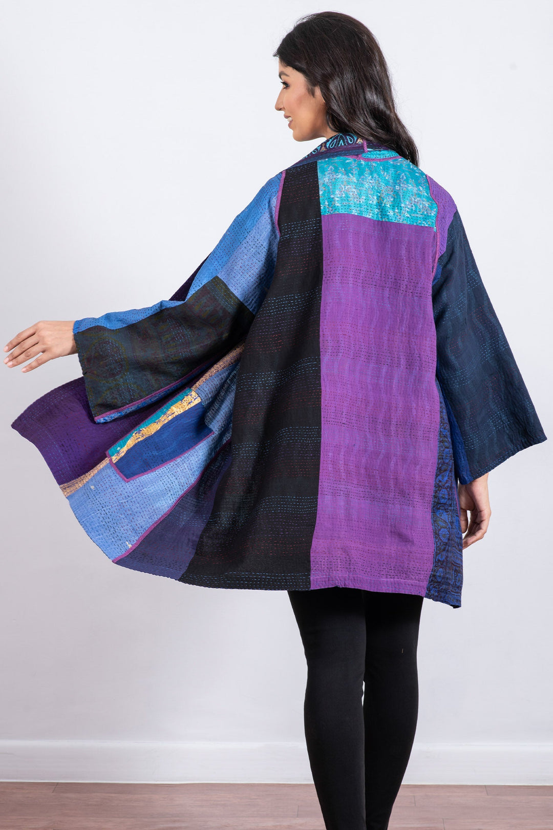DESERT WAVES KANTHA A-LINE JKT - dw2003-blu -