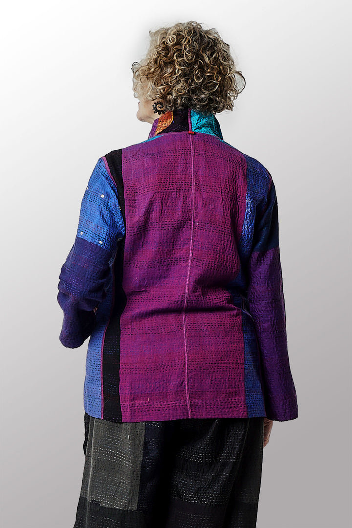 DESERT WAVES KANTHA SHORT JACKET - dw2007-blu -