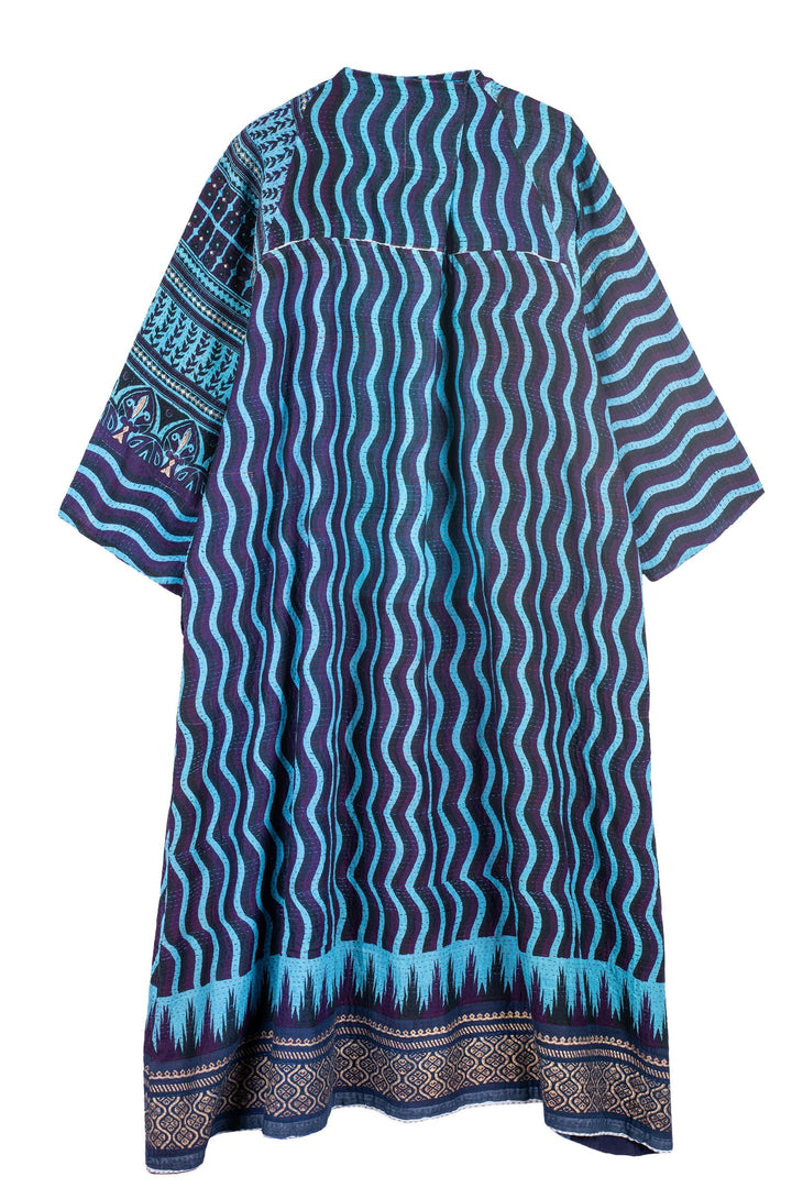 DESERT WAVES KANTHA KIMONO MAXI - dw2318-blu -
