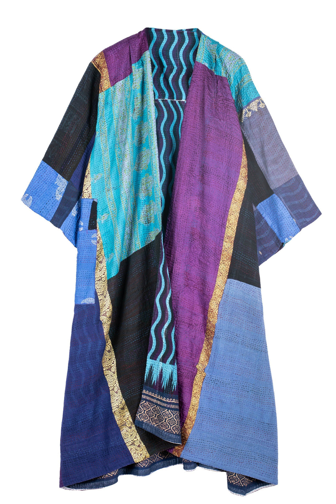 DESERT WAVES KANTHA KIMONO MAXI - dw2318-blu -