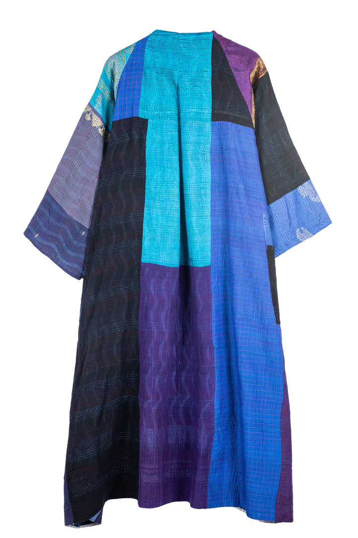 DESERT WAVES KANTHA KIMONO MAXI - dw2318-blu -