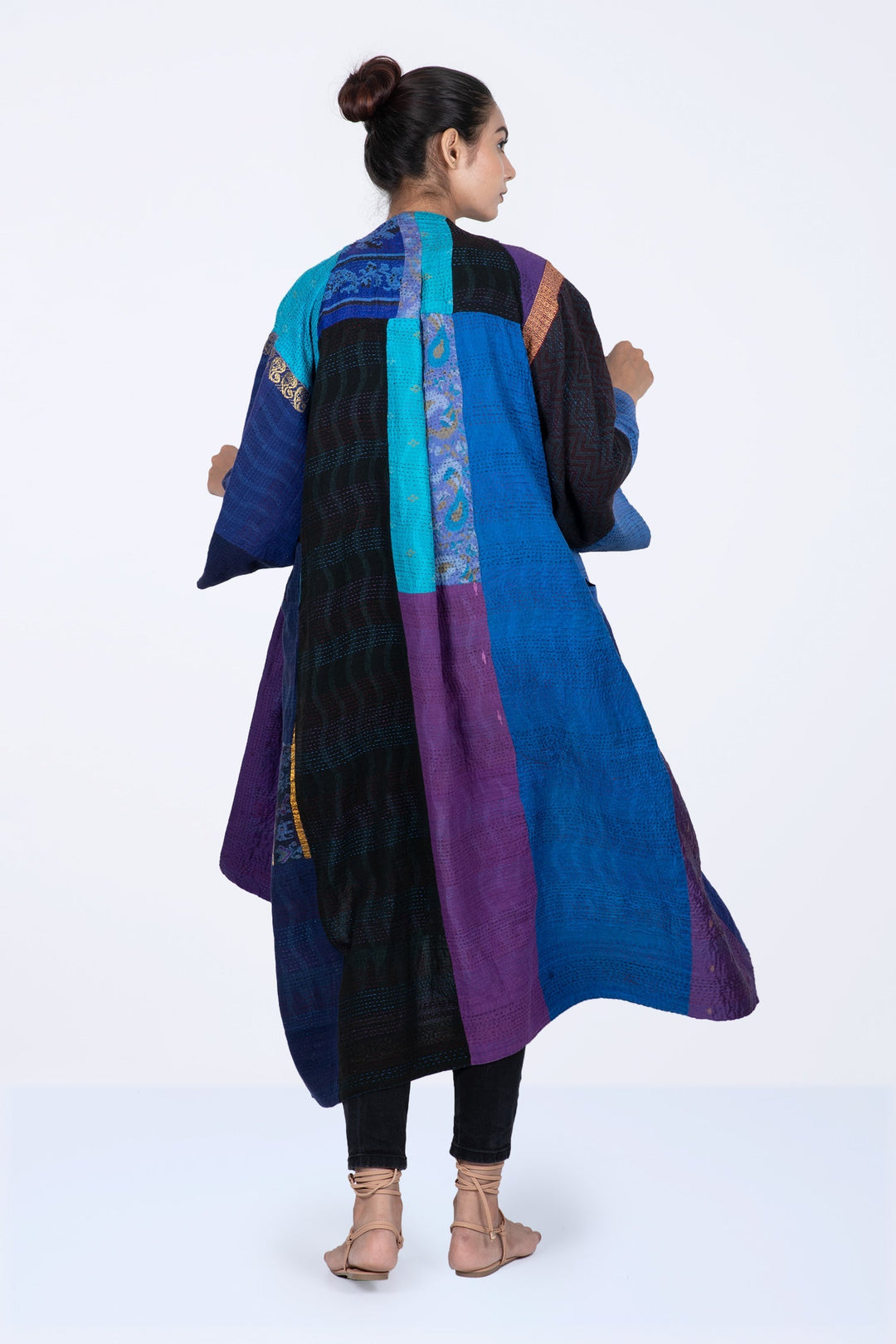 DESERT WAVES KANTHA KIMONO MAXI - dw2318-blu -