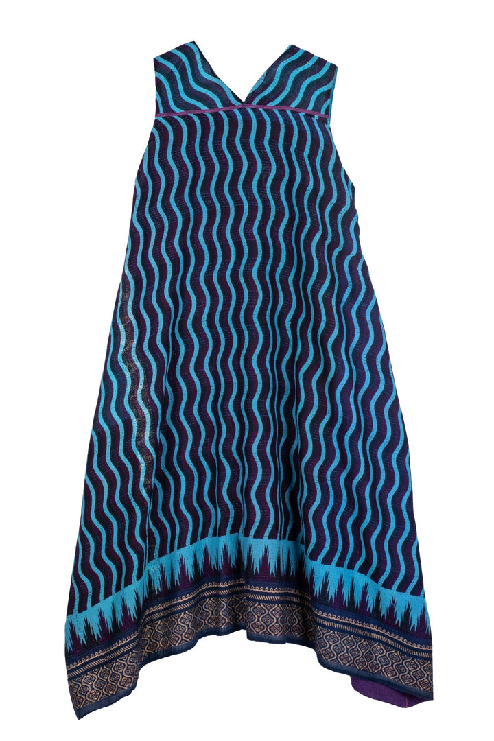 DESERT WAVES KANTHA TENT DRESS - dw2413-blu -