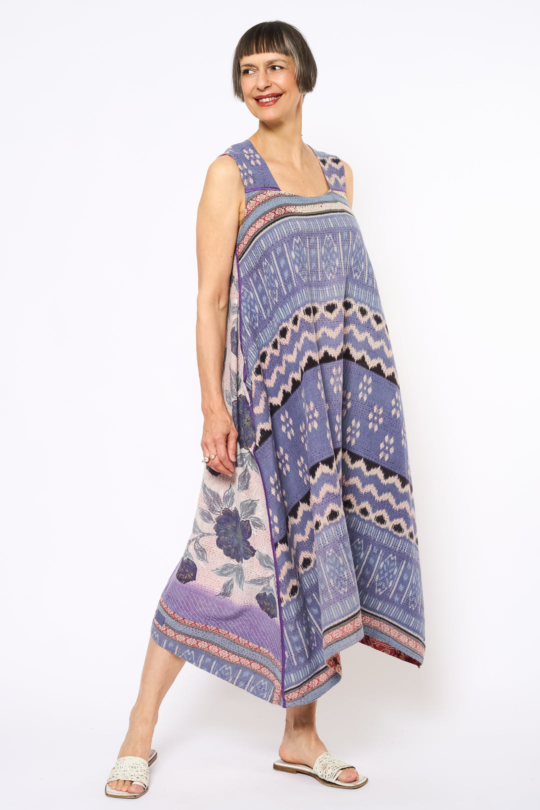 VINTAGE COTTON KANTHA TENT DRESS - cv2413-0035a - Mieko Mintz US Retail VINTAGE COTTON KANTHA TENT DRESS - cv2413-0035a - Mieko Mintz US Retail