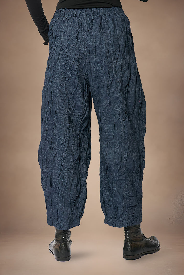 RIPPLE TUCK DENIM BARREL PANTS - rd1641-nvy -