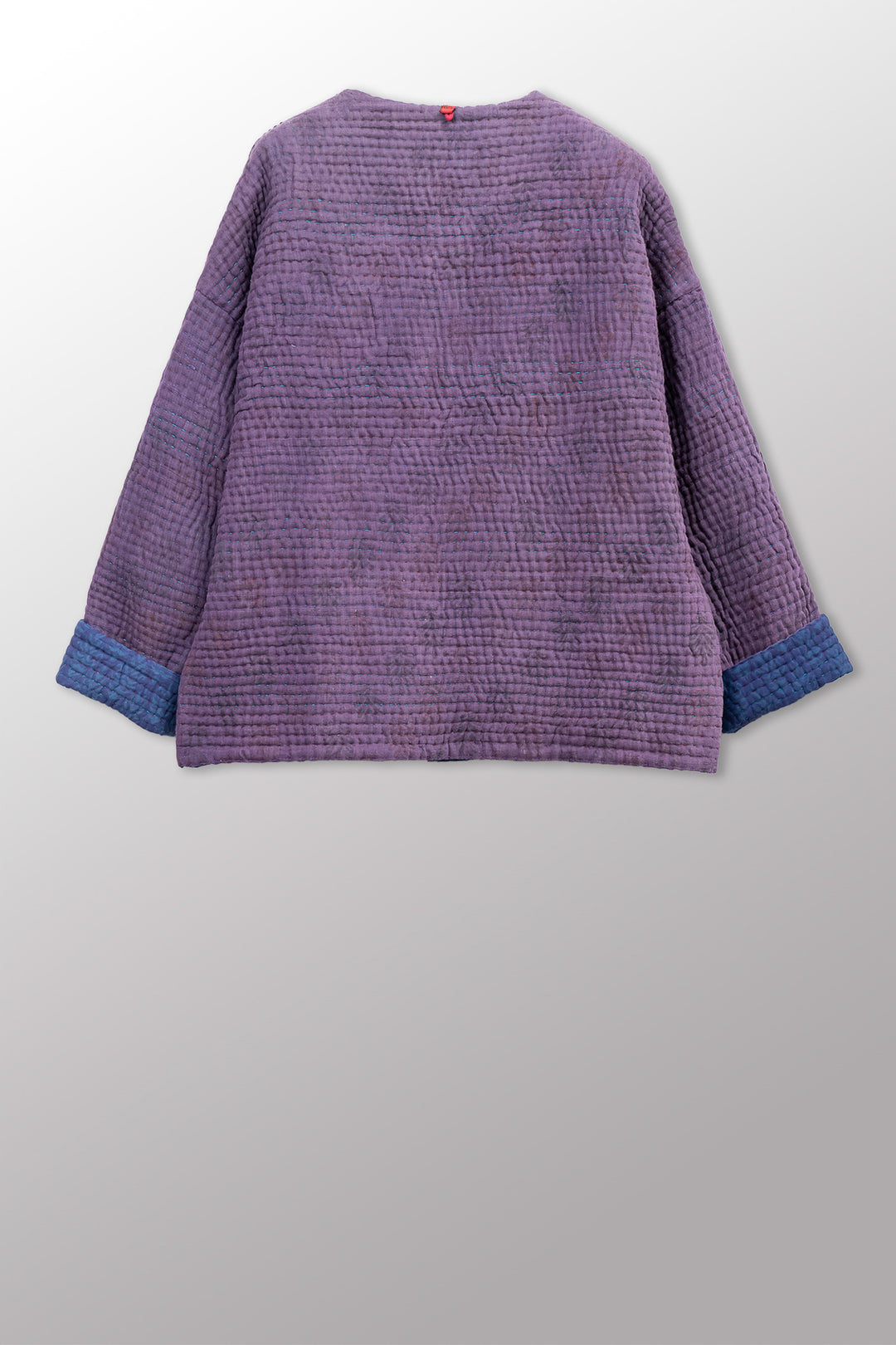 QUILTED OVERDYE COTTON KANTHA CREW NECK SHORT JKT - oq5053-cblu005a -