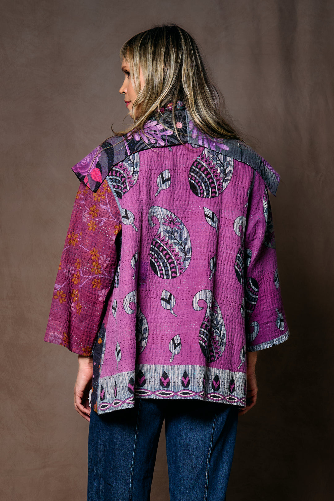 VINTAGE COTTON KANTHA FLARE JKT - cv4010-0168a -