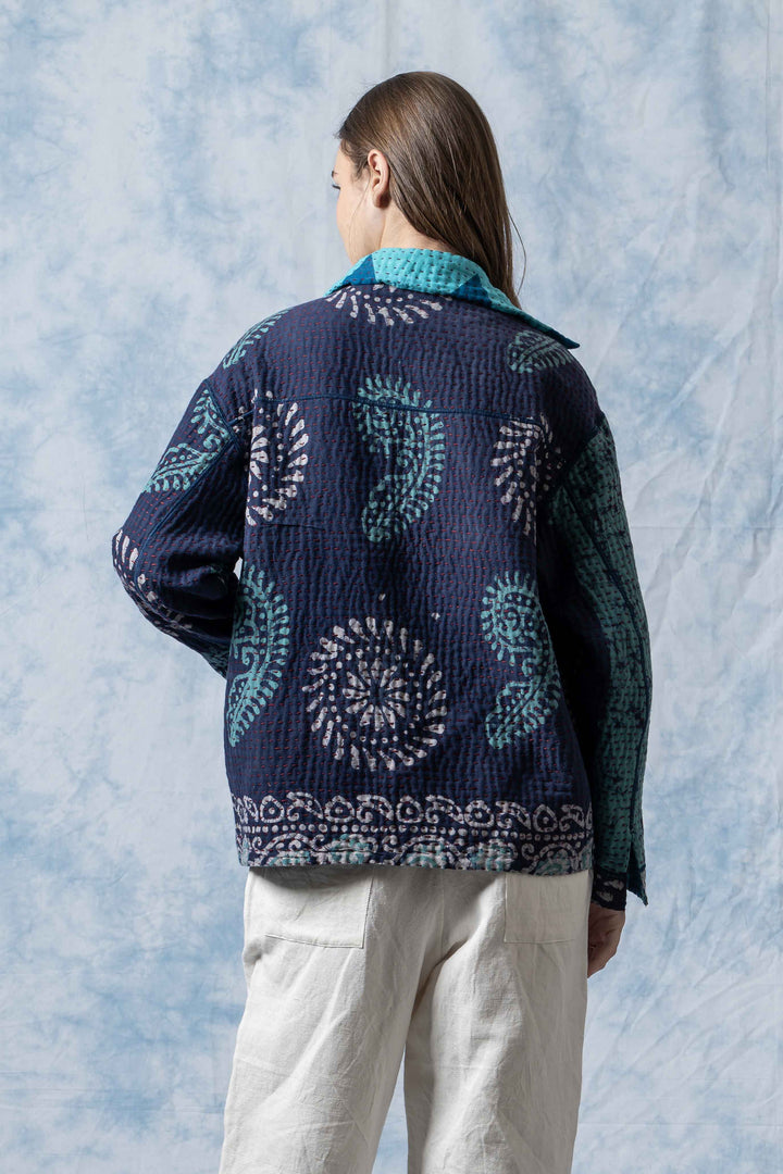 VINTAGE COTTON BBK KANTHA WORKERS JACKET - bl-bb4085-0001s -
