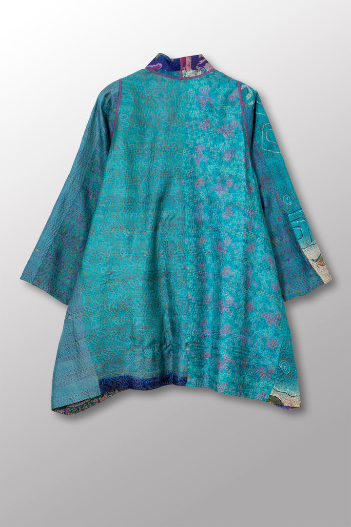 VINTAGE SILK KANTHA A-LINE JKT - sv2003-0393a -