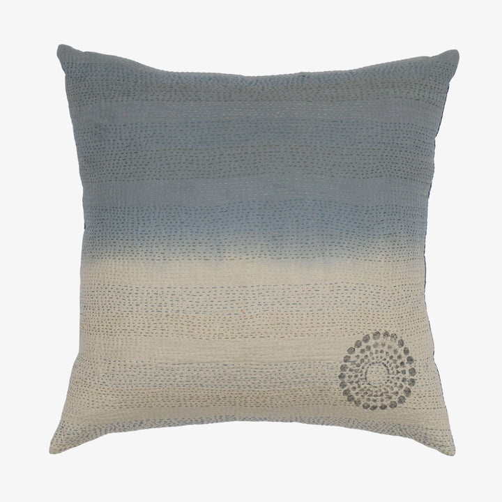 Cotton Ombre Handmade Vintage Kantha Pillow -Indigo