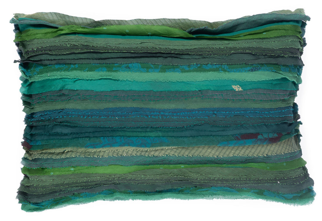 Wavy Stripe Patch Pillow Sham -Green