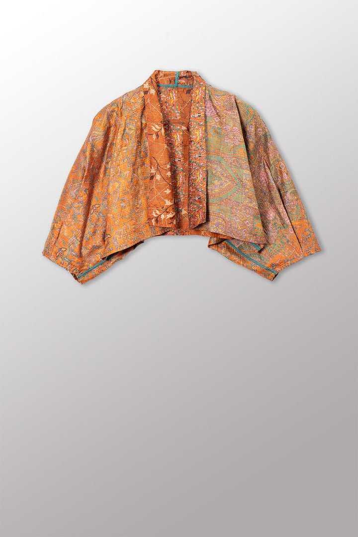 VINTAGE SILK KANTHA PUFF SLV. SHRUG - sv2062-0043a -
