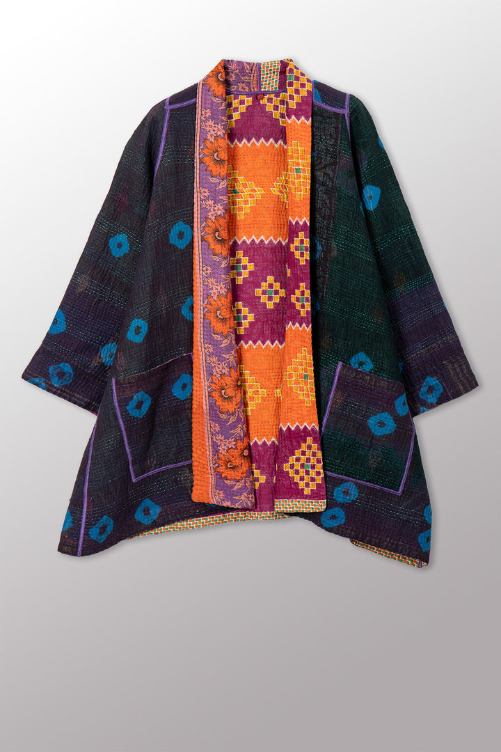 VINTAGE COTTON KANTHA A-LINE JKT - cv4003-0457a -