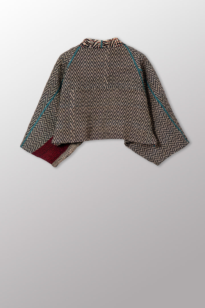 SOHO BAMBOO KANTHA PUFF SLV. SHRUG - bo4062-cblk002a -
