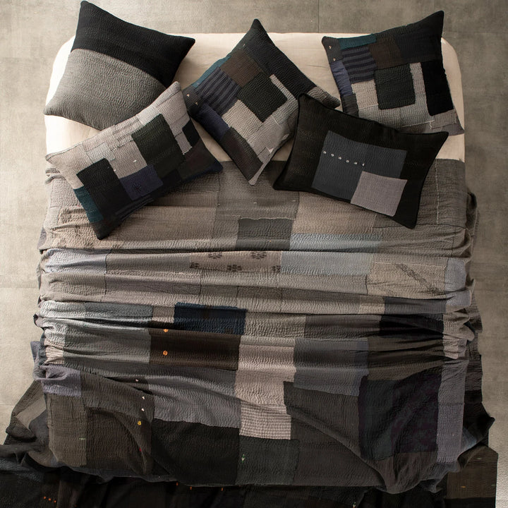 Landscape Handmade Vintage Kantha Quilts -Black