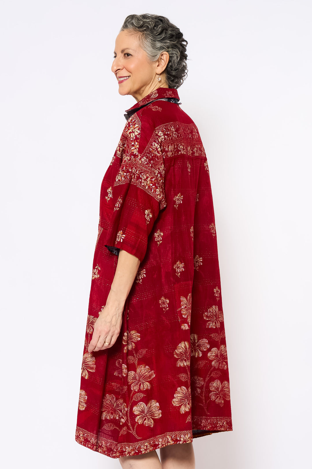 VINTAGE COTTON KANTHA 3/4 SLV. SHIRT DRESS - cv2459-0002m -