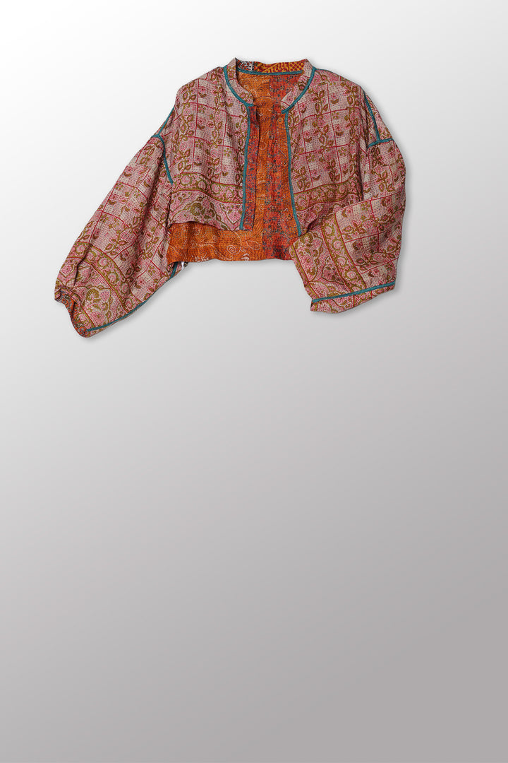 VINTAGE SILK KANTHA SLEEVE JACKET - sv2090-0004m -