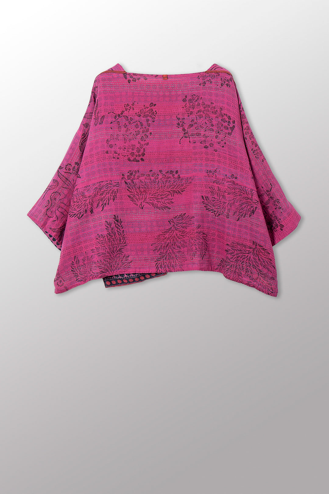 VINTAGE COTTON & NEW VOILE KANTHA 3/4 SLV. CROP TOP MIO - cn2538-0013a -